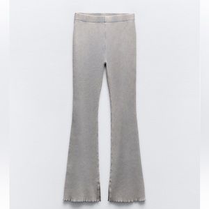zara brand new grey ribbed flare pants